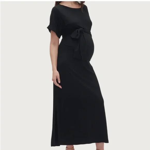 hatch shirt dress HATCH Women's The Bungalow Striped Maternity Shirt Dress - Red Cream Stripe